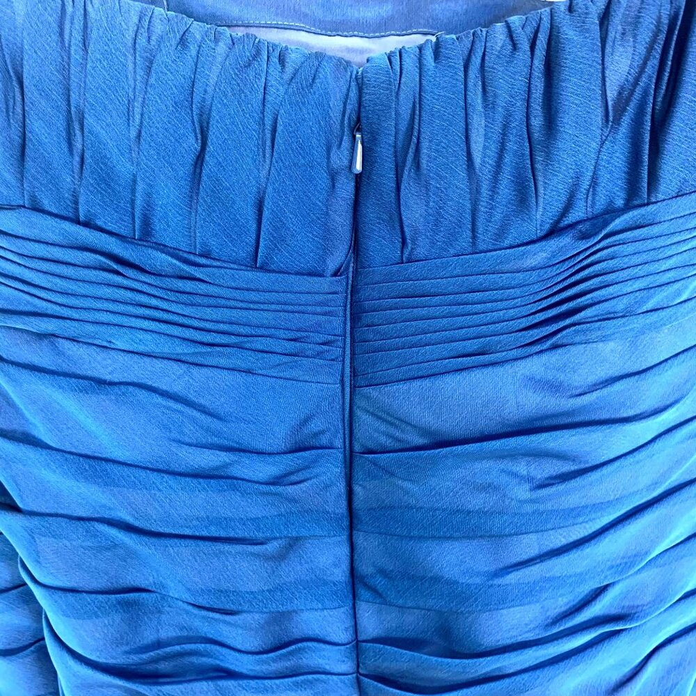 Bill Levkoff Strapless Blue Ruched Mini Cocktail Dress 10 Black Tie Hoco Prom - Picture 6 of 8